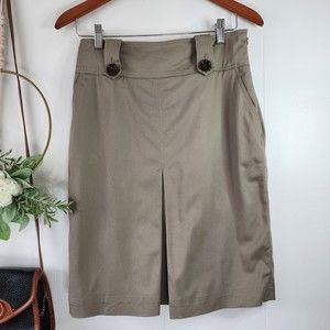 Burberry Front Pleated Tan Pencil Skirt Size 8